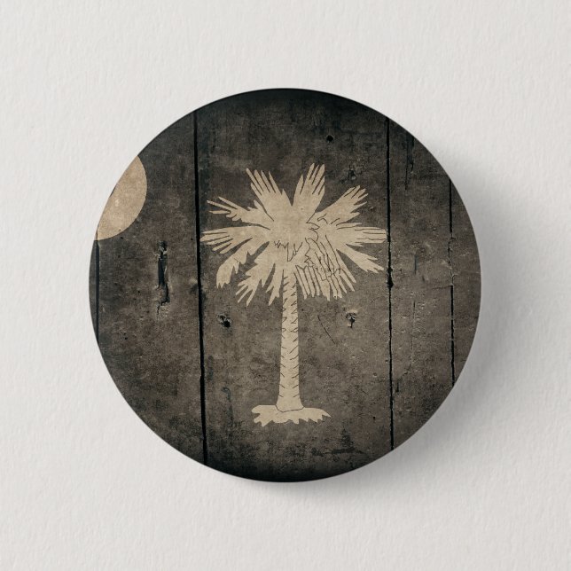 Badge Rond 5 Cm Drapeau en bois rocailleux de la Caroline du Sud (Devant)