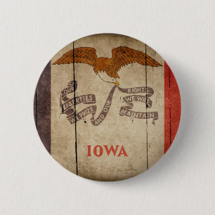 Badge Rond 5 Cm Drapeau en bois rocailleux de l'Iowa