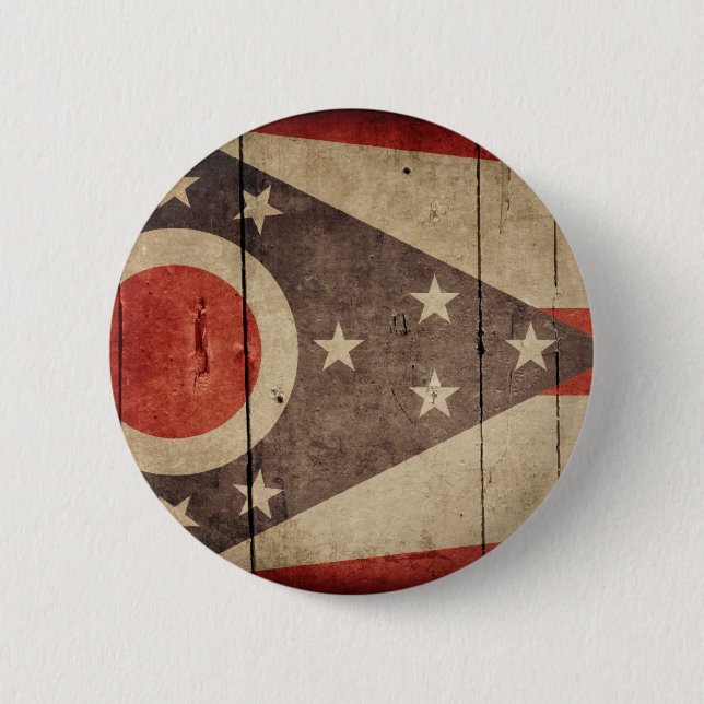 Badge Rond 5 Cm Drapeau en bois rocailleux de l'Ohio (Devant)