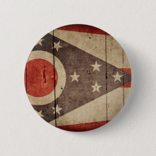 Badge Rond 5 Cm Drapeau en bois rocailleux de l'Ohio