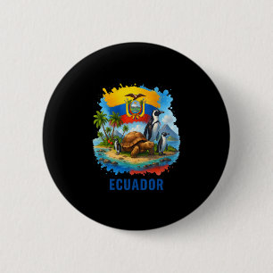 Badge Rond 5 Cm Drapeau équatorien Équateur Îles Galapagos Vacance