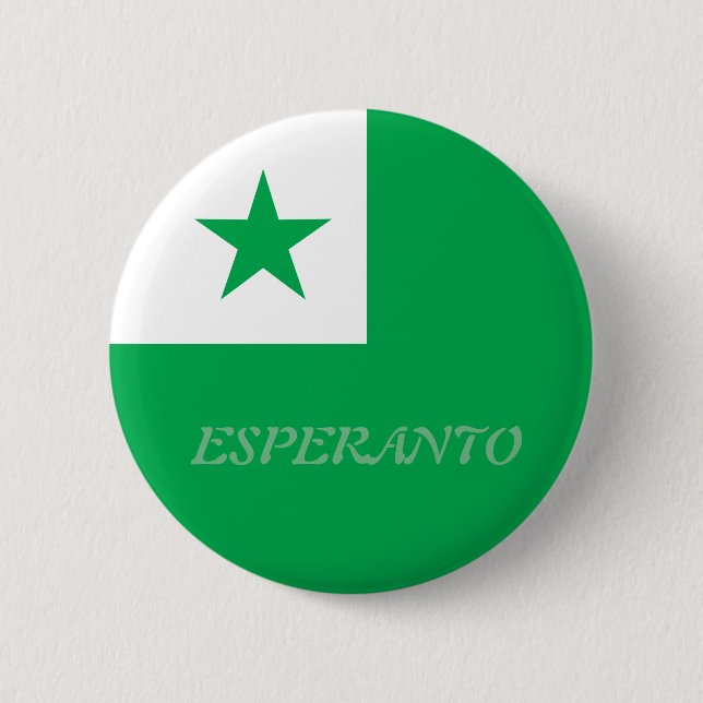 Badge Rond 5 Cm drapeau espéranto+texte, (Devant)