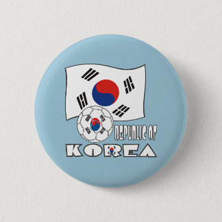 Badge Rond 5 Cm Drapeau et ballon de football sud-coréen
