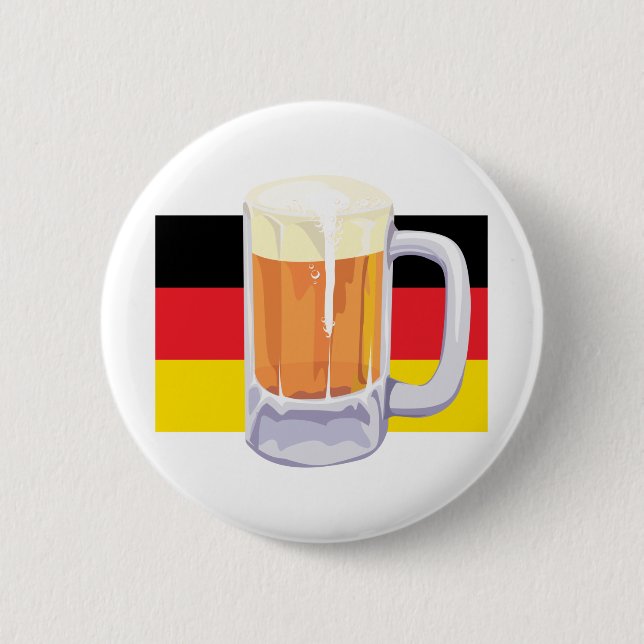 Badge Rond 5 Cm Drapeau et bière allemands (Devant)