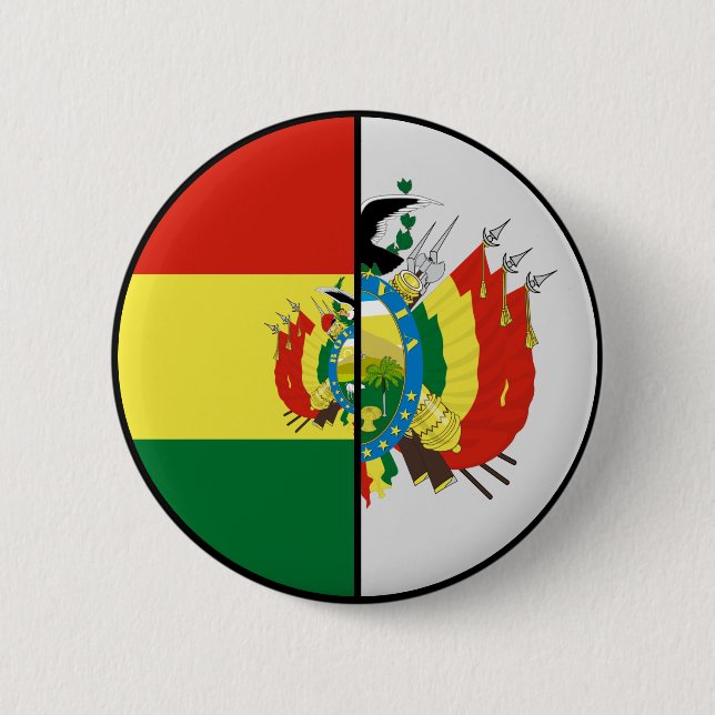 Badge Rond 5 Cm Drapeau et blason de Bolivie Bouton patriotique (Devant)