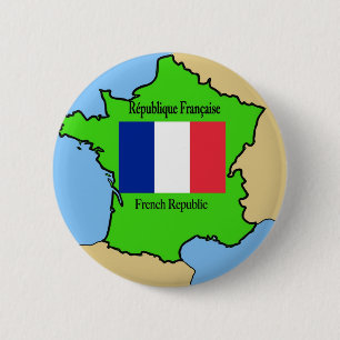 Badge Rond 5 Cm Drapeau et carte de la France