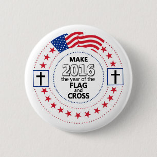 Badge Rond 5 Cm Drapeau et croix