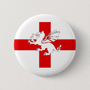 Badge Rond 5 Cm Drapeau et dragon de l'Angleterre