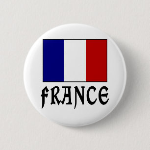 Badge Rond 5 Cm Drapeau et mot France en noir