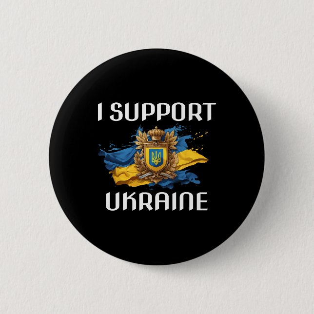 Badge Rond 5 Cm Drapeau et symbole de soutien à l'Ukraine, peuple  (Devant)