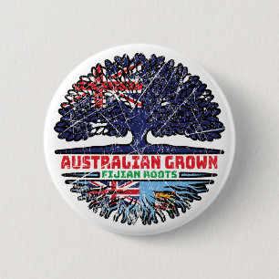 Badge Rond 5 Cm Drapeau Fidji Fijian Australie Tree Roots