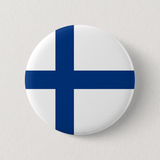 Badge Rond 5 Cm Drapeau Finlandais (Finlande) Bouton (Devant)