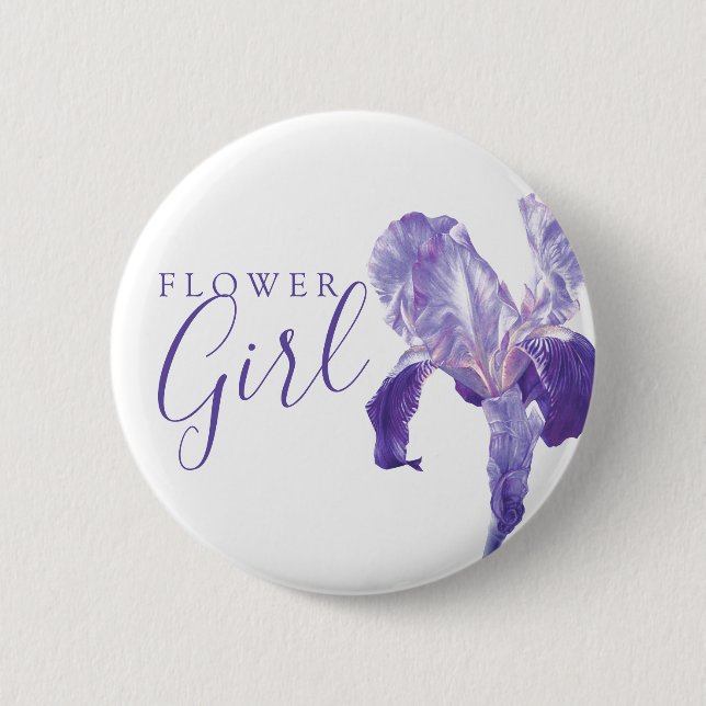 Badge Rond 5 Cm drapeau fleur iris violet mariage pin / bouton (Devant)