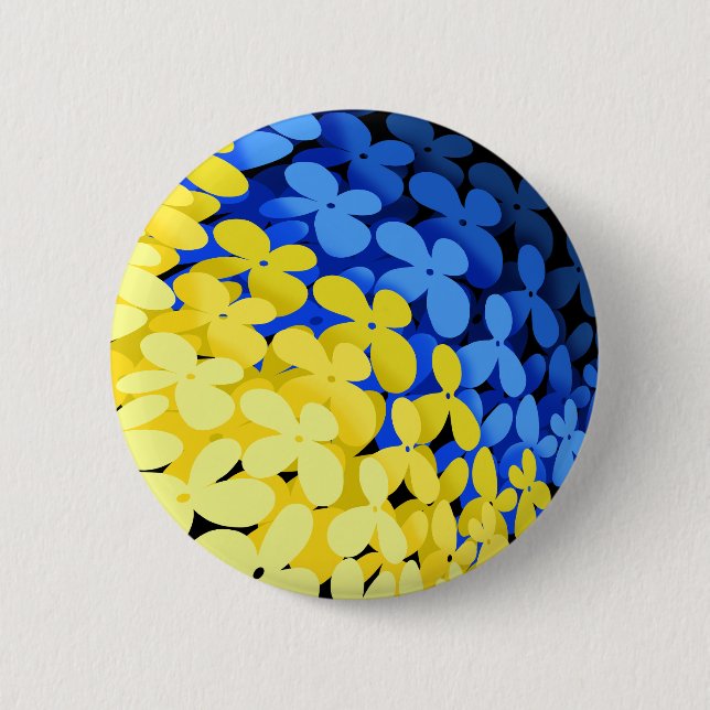 Badge Rond 5 Cm Drapeau floral d'Ukraine (Devant)