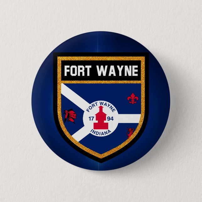 Badge Rond 5 Cm Drapeau Fort Wayne (Devant)
