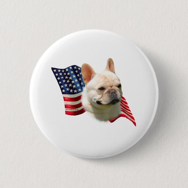 Badge Rond 5 Cm Drapeau français de Bulldog (Devant)
