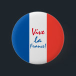 Badge Rond 5 Cm Drapeau français Vive La France personnalisable<br><div class="desc">Drapeau de la France de trois couleurs bleu, blanc et rouge. Personnalisable. Vous pouvez modifier ou supprimer trois mots modèles du texte Vive la France indépendamment. Bouton pour n'importe qui.</div>