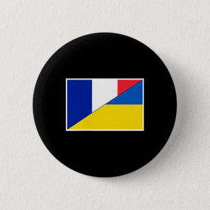 Badge Rond 5 Cm Drapeau France Ukraine Soutien Citoyen Franco-Ukra