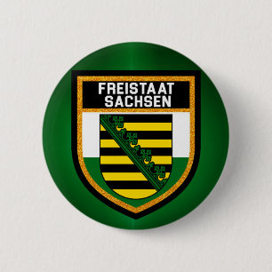 Badge Rond 5 Cm Drapeau Freistaat Sachsen