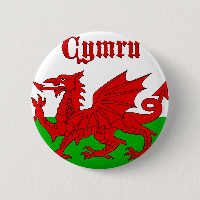 Badge Rond 5 Cm Drapeau gallois Cymru (Devant)
