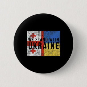 Badge Rond 5 Cm Drapeau géorgien-ukrainien - Pays amis