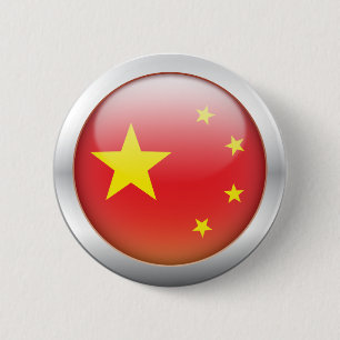 Badge Rond 5 Cm Drapeau "globe " de la Chine
