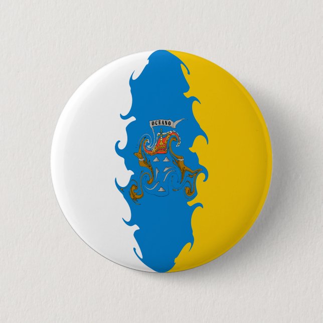 Badge Rond 5 Cm Drapeau Gnarly des Îles Canaries (Devant)