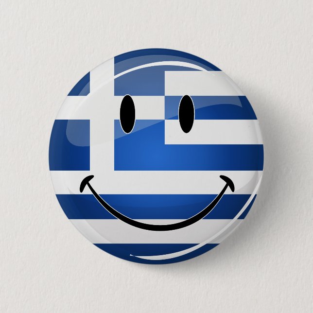 Badge Rond 5 Cm Drapeau grec souriant (Devant)
