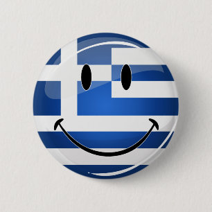 Badge Rond 5 Cm Drapeau grec souriant