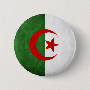 Badge Rond 5 Cm Drapeau Grunge Algérie
