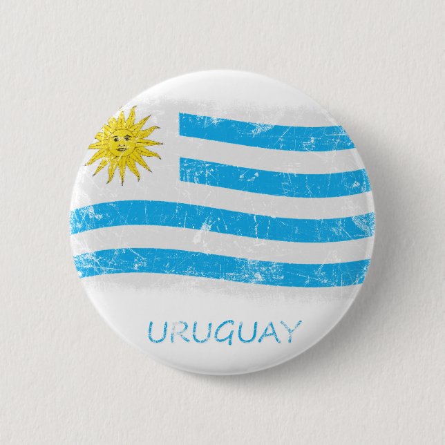 Badge Rond 5 Cm Drapeau grunge de l'Uruguay (Devant)