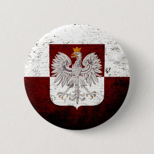 Badge Rond 5 Cm Drapeau grunge noir de la Pologne