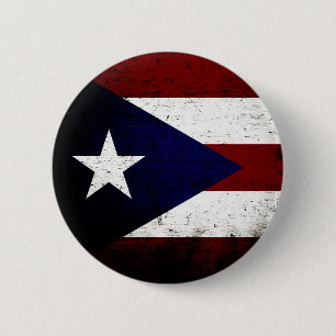 Badge Rond 5 Cm Drapeau grunge noir de Porto Rico