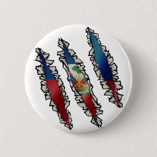 Badge Rond 5 Cm Drapeau haïtien Haïti sous les pieds