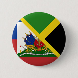 Badge Rond 5 Cm Drapeau haïtien jamaïcain   Half Jamaïque Haït