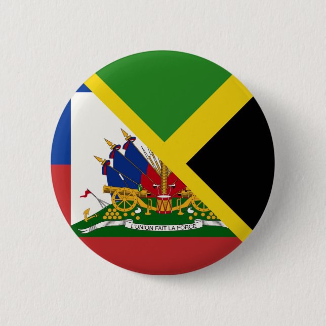 Badge Rond 5 Cm Drapeau haïtien jamaïcain | Half Jamaïque Haïti (Devant)