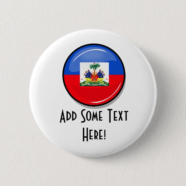 Badge Rond 5 Cm Drapeau haïtien rond brillant (Devant)