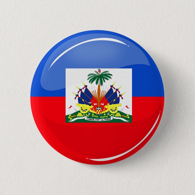 Badge Rond 5 Cm Drapeau haïtien rond brillant (Devant)