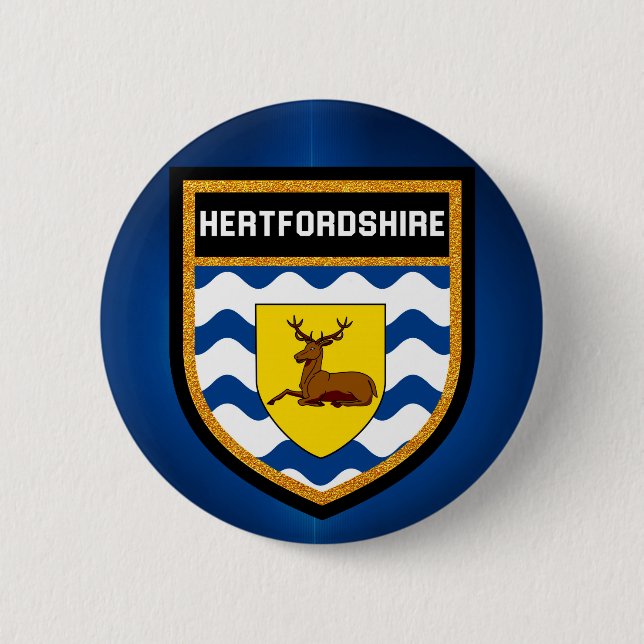 Badge Rond 5 Cm Drapeau Hertfordshire (Devant)