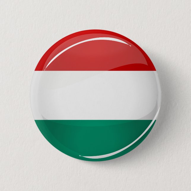Badge Rond 5 Cm Drapeau hongrois rond brillant (Devant)