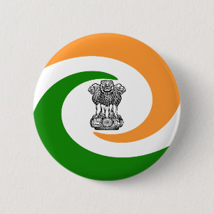 Badge Rond 5 Cm Drapeau indien