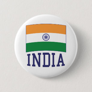Badge Rond 5 Cm Drapeau indien en tricolor avec Ashoka Chakra Desi