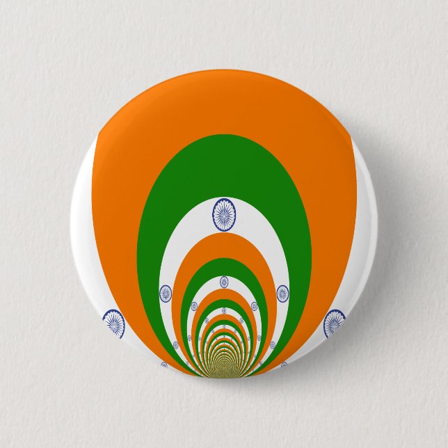 Badge Rond 5 Cm Drapeau indien Kaleidoscope : Unité et patriotisme (Devant)