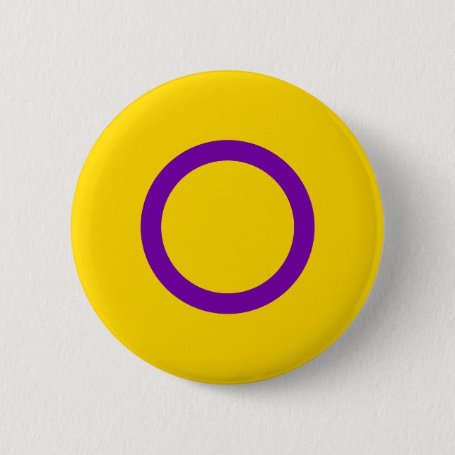 Badge Rond 5 Cm Drapeau intersexe Fierté jaune pourpre (Devant)