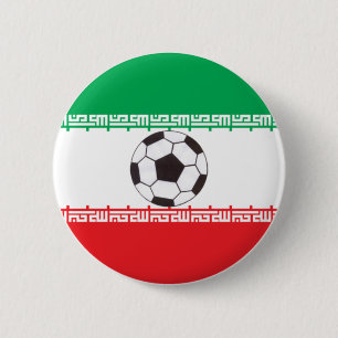 Badge Rond 5 Cm Drapeau iranien avec bouton de ballon de football