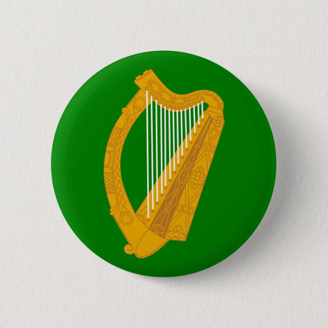 Badge Rond 5 Cm drapeau irlandais de la harpe verte (Devant)