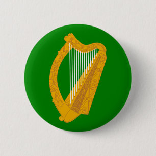 Badge Rond 5 Cm drapeau irlandais de la harpe verte