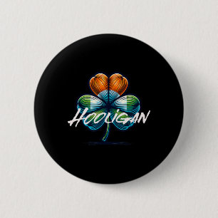 Badge Rond 5 Cm Drapeau irlandais de la Saint-Patrick Hooligan