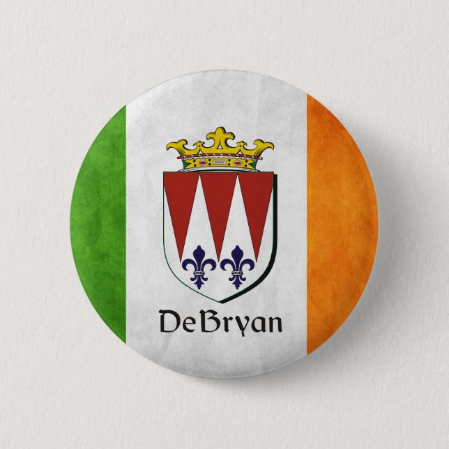 Badge Rond 5 Cm Drapeau irlandais DeBryan (Devant)