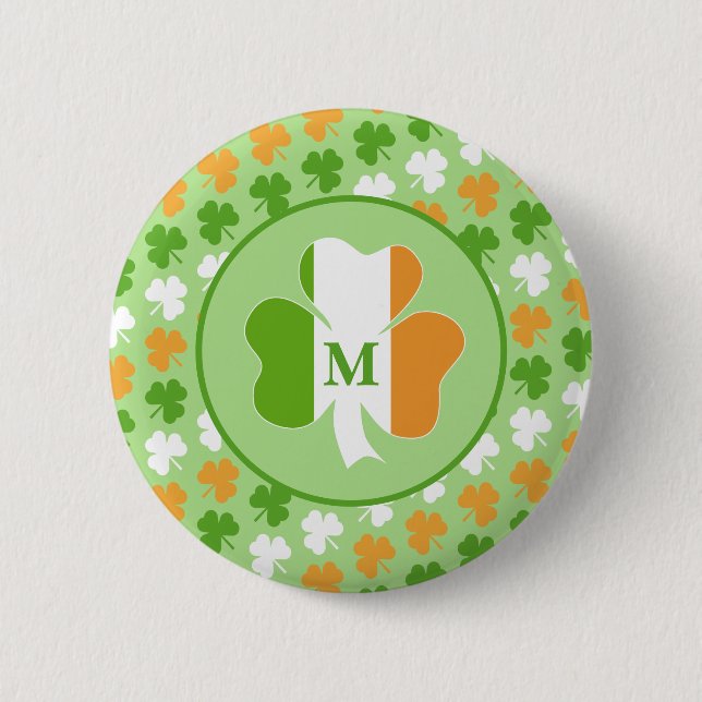 Badge Rond 5 Cm Drapeau irlandais des shamrocks (Devant)